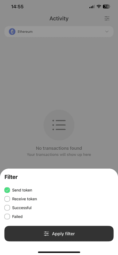 Activity Page Filter